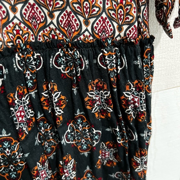 BOHO Mixed Print Rayon Long Sleeve Mini Shirtdress - Picture 13 of 16